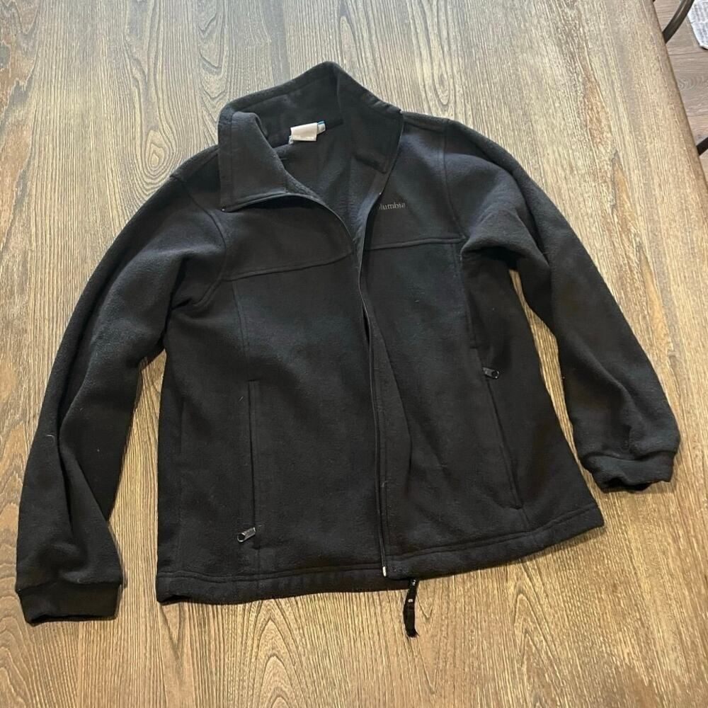Columbia Girls Youth Fleece Jacket Full Zipper Pockets Collared Black Size 14/16